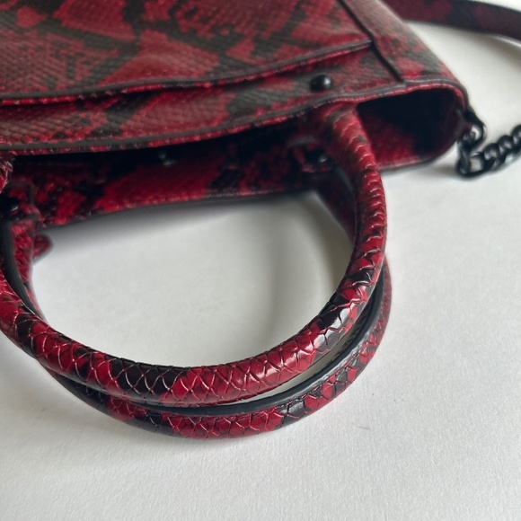 Rebecca Minkoff Burgundy Black Snake Print Leather Small Shoulder Crossbody Bag - Picture 14 of 14